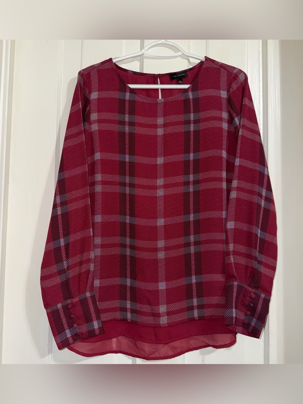 Women’s size medium shirt blouse Red Plaid Long-Sleeve Blouse the limited
